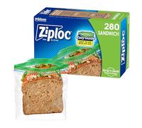 Ziploc Sacchetti per sandwich e snack per freschezza in movimento, tecnologia Grip 'n Seal per una presa più facile, apertura e chiusura, 280 pezzi