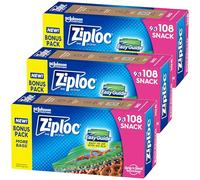 Ziploc Sacchetti per snack con texture EasyGuide, piccoli sacchetti di plastica con tecnologia Grip 'N Seal, 324 sacchetti in totale