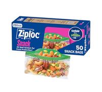 Ziploc Sacchetti per snack con texture EasyGuide, piccoli sacchetti di plastica con tecnologia Grip 'N Seal, 50 sacchetti in totale
