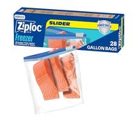 Ziploc Sacchetti scorrevoli per congelamento degli alimenti gallone con tecnologia Power Shield per una maggiore durata, 28 sacchetti in totale