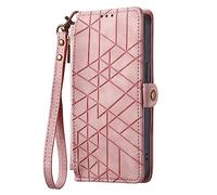 Zipper Case Custodia per ZTE Blade A35 Core Libro Magnetico Donna in Pelle PU Cover Portafoglio Protettiva Slot Figura Geometrica Superficie Magnetica Stand Cerniera Cover per ZTE Blade A35 Core,Rosa