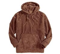 Zipper per gli Uomini Casual Top Tasca Patchwork Moda Camicetta Manica Lunga Velluto a coste Top con Cappuccio Casual Inverno Camicia Camicetta Camicetta, marrone, S