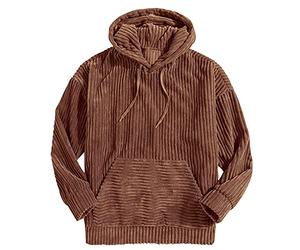 Zipper per gli Uomini Casual Top Tasca Patchwork Moda Camicetta Manica Lunga Velluto a coste Top con Cappuccio Casual Inverno Camicia Camicetta Camicetta, marrone, XXL