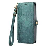 Zipper Pocket Custodia per ZTE Blade A35 Core Libro Magnetico Donna in Pelle PU Cover Portafoglio Protettiva Slot Figura Geometrica Superficie Magnetica Cerniera Cover per ZTE Blade A35 Core,Verde