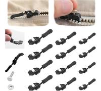 Zipper Repair Kit - Universal Replacement Instant Zipper Fix Sliding Teeth Screw Head with 3 Different Sizes,Instant Zipper Fixer with Metal Slide Fix Any Instantly (12Pcs)