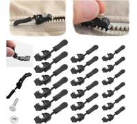 Zipper Repair Kit - Universal Replacement Instant Zipper Fix Sliding Teeth Screw Head with 3 Different Sizes,Instant Zipper Fixer with Metal Slide Fix Any Instantly (18Pcs)