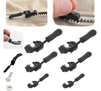 Zipper Repair Kit - Universal Replacement Instant Zipper Fix Sliding Teeth Screw Head with 3 Different Sizes,Instant Zipper Fixer with Metal Slide Fix Any Instantly (6Pcs)