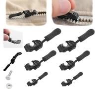 Zipper Repair Replacement Kit, Universal Instant Zipper Fix Sliding Teeth Screw Head, Fix Zipper Removable Replacement Pack, Zip Slider Repair Instant Kit, Universal Zipper Pull Accessories (6Pcs)
