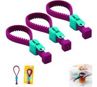 Zipper-Style Manual Jar and Bottle Opener,Silicone Grip for Easy Twisting,Compact Portable Design for Kitchen,Camping,Hiking,No Sharp Edges (purple,3PCS)