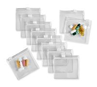Zippered Pill Pouch Bags - 12 Pcs, Slide Lock Clear Plastic Mini Bags, BPA-Free for Pills Vitamins, Supplements, Medications, Jewelry, Crafts, Small Objects - Self-Sealing, Reusable, Travel-Friendly