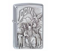Zippo Feuerzeug 1300097 Viking Odin Emblem Accendino a Benzina, Ottone, Argento