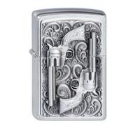 Zippo Feuerzeug 2001654 Revolver Emblem Accendino, Ottone, Argento