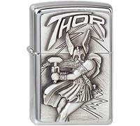 Zippo Feuerzeug 1300098 Viking Thor Emblem Accendino a Benzina, Ottone, Argento