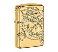 Zippo 16400 - Accendino, cromato, Cromo, Armor High polish Gold Plate with Epoxy Inlay (Dragon Multi Cut ), 6.0 x 4.0 x 2.0 cm