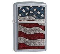 Zippo 60003611 - Accendino a benzina Stars and Stripes, in ottone trasparente, 6 x 6 x 8 cm