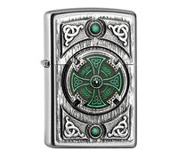 Accendino Zippo Celtic Green Cross Croce Celtica Accendino A Fiamma Benzina
