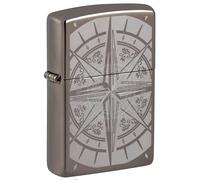 Zippo PVD Black Ice-Rosa dei Venti, Accendino Antivento, Ricaricabile a Benzina Unisex-Adulto, Nero Lucido, Regular 5.7 x 3.7 x 1.2 cm