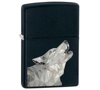 Zippo Accendino a Benzina Geometric Wolf 22H006 Accessorio Collezionabile Metallo Nero con Stampa Lupo a Geometrie Poligonali, Taglia Unica