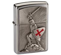 Zippo Accendino Anti-Vento con Guerriero crociato vittorioso, Colore: Cromato