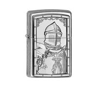 Zippo Accendino antitempesta - Knight's Tale, argento antico, emblema - Ricaricabile - Riutilizzabile - Design antivento - Confezione regalo - Made in USA