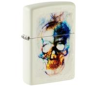 Zippo Accendino antivento a forma di teschio, che si illumina al buio, con immagine a colori, ricaricabile, riutilizzabile, antivento, confezione regalo, prodotto negli Stati Uniti