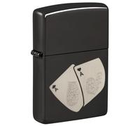 Zippo Accendino antivento Ace, nero lucido, incisione laser/incisione auto, ricaricabile, riutilizzabile, antivento, confezione regalo, made in USA