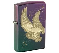 Zippo Accendino, metallo, aquila iridescente, una scatola