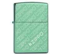 Zippo Accendino antivento con logo, verde lucido, incisione laser, ricaricabile, design antivento, confezione regalo, prodotto negli Stati Uniti