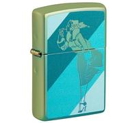 Zippo Accendino antivento con logo Windy Teal, High Polish Teal, Color Image, ricaricabile, riutilizzabile, design antivento, confezione regalo, prodotto negli Stati Uniti