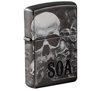Zippo - Accendino antivento con teschi, colore: Nero opaco, Unisex - Adulto, Accendino., 49192, Design Black Ice 360., Taglia unica