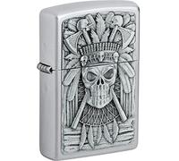 Zippo Accendino in raso finitura emblema Indian Skull 2007659 teschio indiano