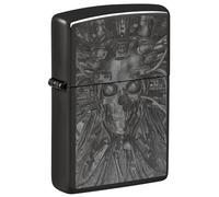 Zippo Accendino antivento Cyber Skull, nero lucido, immagine fotografica, ricaricabile, riutilizzabile, design antivento, confezione regalo, made in USA