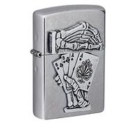 Zippo Accendino antivento - Dead Mans Hand - Street Chrome - Ricaricabile per tutta la vita - Fiamma regolabile - Confezione regalo - Costruzione in metallo - Made in USA