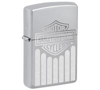 Zippo Accendino antivento, design Harley-Davidson, cromato lucido, immagine a colori, ricaricabile, riutilizzabile, design antivento, in confezione regalo, prodotto negli Stati Uniti
