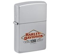 Zippo Accendino antivento, design Harley-Davidson, cromato lucido, immagine a colori, ricaricabile, riutilizzabile, design antivento, in confezione regalo, prodotto negli Stati Uniti