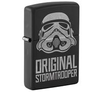Zippo Accendino antivento, design originale Stormtrooper Helm, nero opaco con cromo, ricaricabile, riutilizzabile, antivento, confezione regalo, prodotto negli Stati Uniti