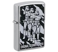 Zippo Accendino antivento, design originale Stormtrooper Squad, cromato spazzolato, ricaricabile, riutilizzabile, antivento, confezione regalo, prodotto negli Stati Uniti