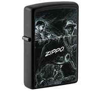 Zippo Accendino antivento - Jazz Players - nero opaco - ricaricabile per tutta la vita - fiamma regolabile - confezione regalo - una scatola - costruzione in metallo - Made in USA