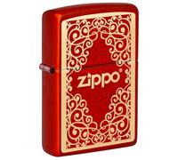 Zippo Accendino antivento ornamentale, rosso metallizzato, incisione laser, ricaricabile, riutilizzabile, design antivento, confezione regalo, prodotto negli Stati Uniti