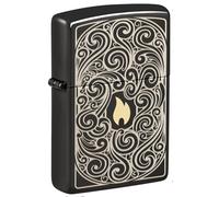 Zippo Accendino antivento - Pattern, High Polish Black, Laser Two-Tone - Ricaricabile - Riutilizzabile - Design antivento - Confezione regalo - Made in USA