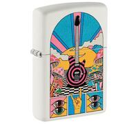 Zippo Accendino Antivento Retro Music Design, Finitura Matte Bianco, Metallo, Stampa Decorativa Multicolore