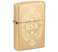 Zippo Accendino antivento USA, ottone lucido, spazzolato, ricaricabile, riutilizzabile, design antivento, confezione regalo, made in USA