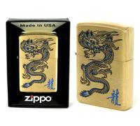 Zippo Accendino Blu Dragon Alto Polish Color Oro Custom Limitata Quantità IN USA