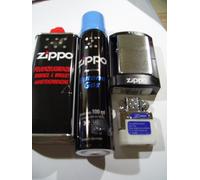 Zippo - Accendino cromato e spazzolato, a benzina, inserto gas, con gas