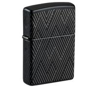 Zippo Accendino da tempesta - Abstract Lines, Black Matte with Chrome, Laser 360° - Ricaricabile - Riutilizzabile - Design antivento - Confezione regalo - Made in USA