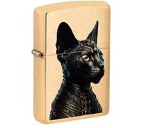 Zippo Accendino da tempesta - Cat, ottone spazzolato, Color Image - Ricaricabile - Riutilizzabile - Design antivento - Confezione regalo - Made in USA