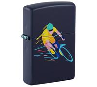 Zippo Accendino da tempesta - Cyclist, Navy Matte, Color Image (2 sided) - Ricaricabile - Riutilizzabile - Design antivento - Confezione regalo - Made in USA