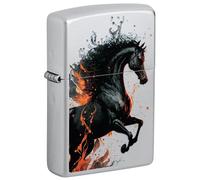 Zippo Accendino da tempesta - Fire Horse, cromo satinato, Color Image - Ricaricabile - Riutilizzabile - Design antivento - Confezione regalo - Made in USA