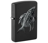Zippo Accendino da tempesta - Fish Skeleton, nero opaco, Color Image - Ricaricabile - Riutilizzabile - Design antivento - Confezione regalo - Made in USA