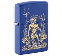 Zippo Accendino da tempesta - God Nettune, Royal Blue Matte, Laser Engrave - Ricaricabile - Riutilizzabile - Design antivento - Confezione regalo - Made in USA